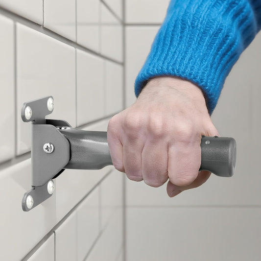 Flip a Grip Doorway Assist Handle - Safety Grab Bar for Elderly, Handicapped, 300LB Weight Suport, Non-Slip Stair & Doorway Stability Aid - Gray(for Hard Wall)