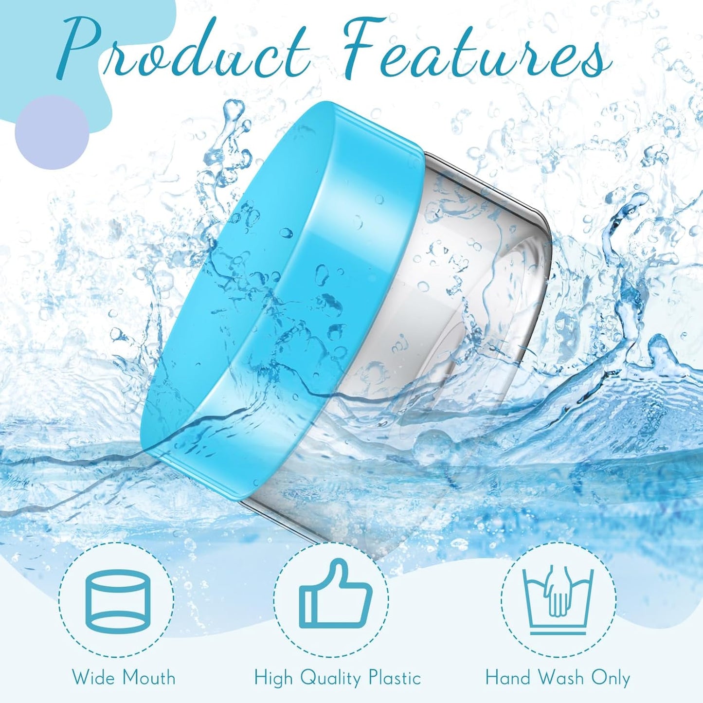 SATINIOR 12 Pack Plastic Container Jars with Lids Round Clear Travel Cosmetic Container Jars for Toiletries, Lotion, Cream, Ointments, Makeup, Rhinestone, Samples, Kitchen Storage(2 oz,Blue)