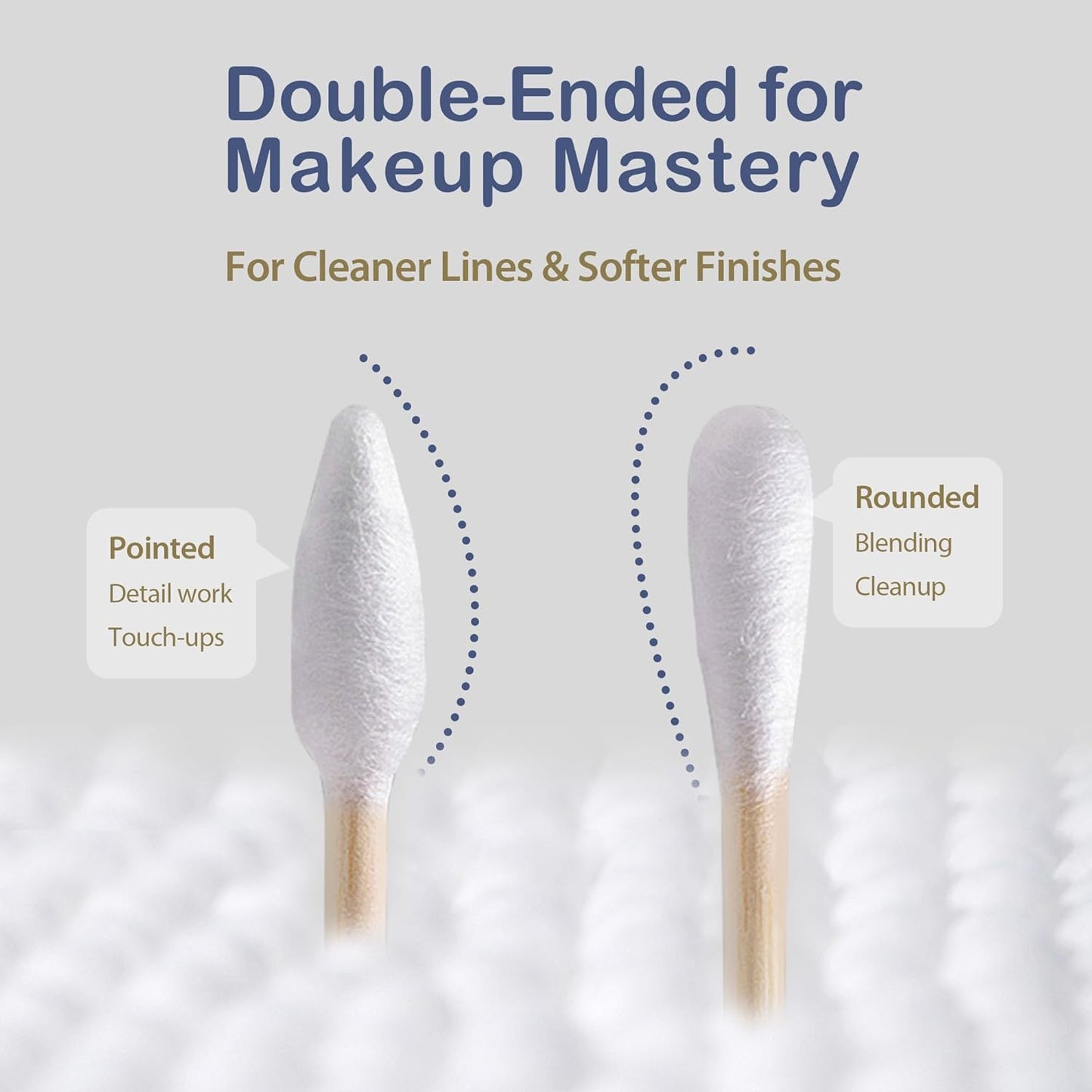 Ourmed Life Cotton Swabs - Biodegradable Bamboo & Cotton, Double-Tipped Cleaning Swabs with Pointed & Round Tips, Hypoallergenic for Ear, Makeup, Eye Makeup Removal, Nail Polish Touch-Ups (1000 Ct)