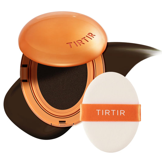 TIRTIR Mask Fit Ai Filter Cushion Foundation | AI-Like Semi-Matte Finish - Up to 72-Hour Medium to Full Coverage Korean BB Cushion Make up Beauty, #55N Espresso, 0.63 Fl Oz