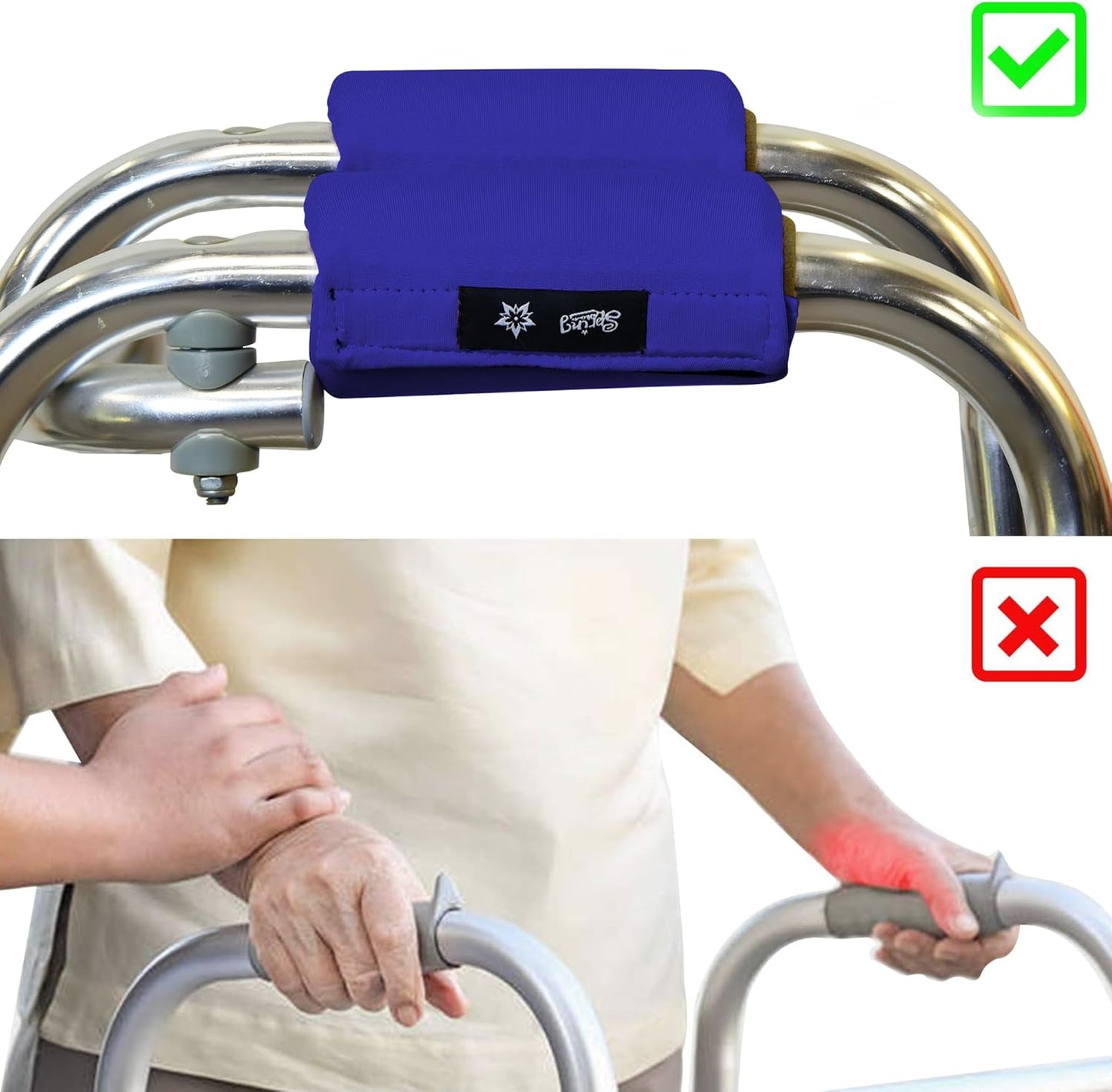 Spring Seaon Universal Walker Handle Padded -Hand Grip (2 Pack) Covers Non-Slip Cushion Padding for Folding Rolling Walker,Rollator Handle-Crutch Handle Pad Grips- Mobility Aid