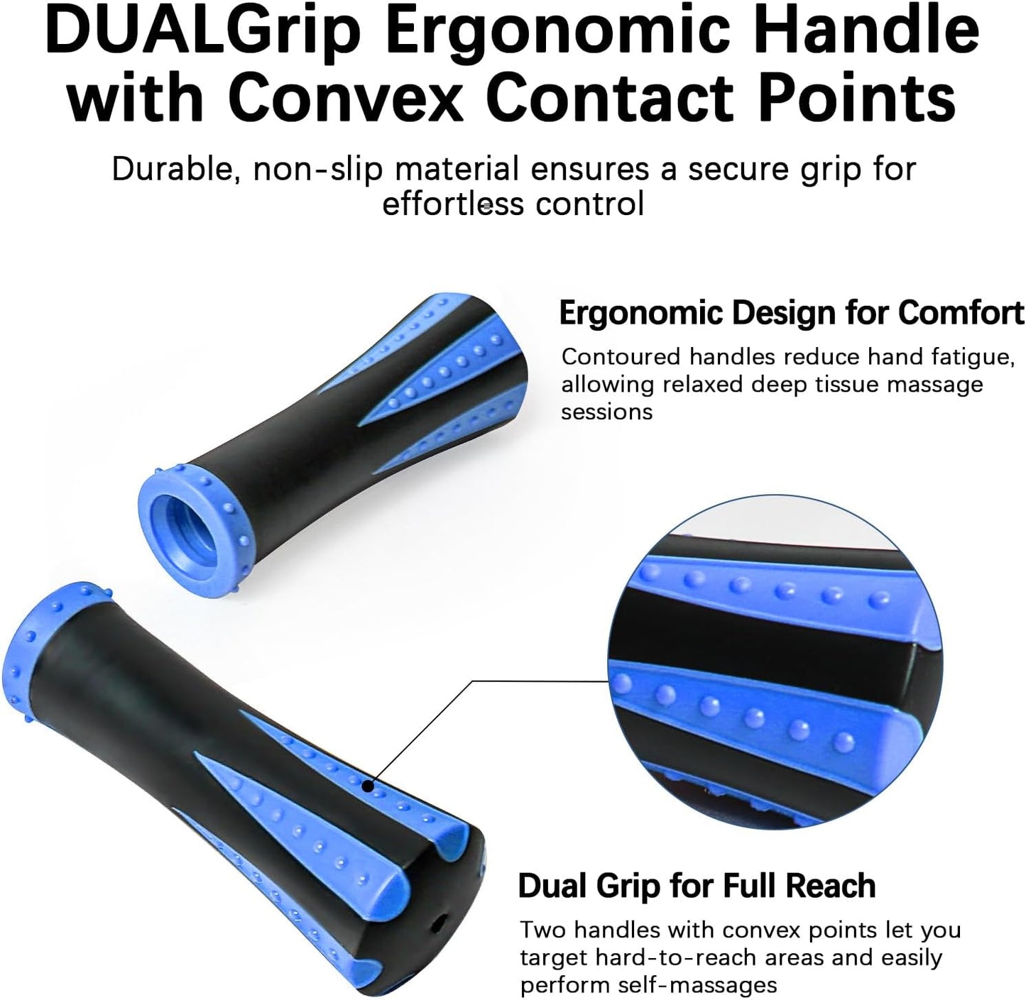 Muscle Roller Stick for Athletes - Deep Tissue Fascia Blaster & Roller Massager for Myofascial Pain Relief - Handheld Physical Therapy & Recovery Tool(Blue black-18 inch)