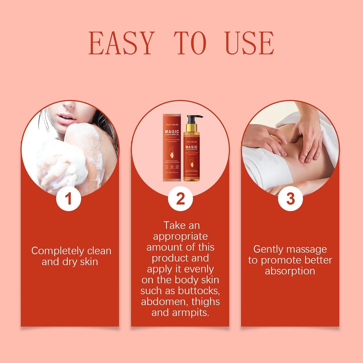 Magic Body Firming Oil – Full Body Use, Hydrating and Firming Skin Oil for Arms, Chest, and Thighs – with Vitamin E, Rosehip