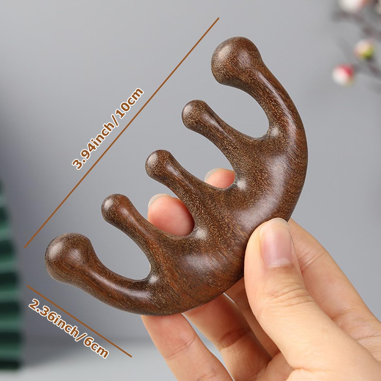 Wooden Scalp Massager Hair Growth - 100% Sandalwood Handmade Wide Tooth comb Comb, Head Massager Scalp and Acupoint Massage, Promote Blood Circulation