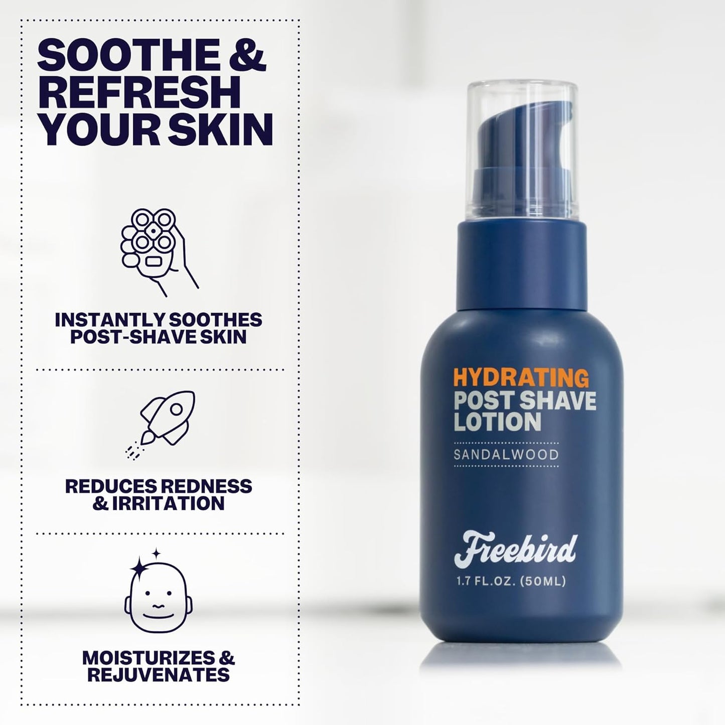 The Freebird Skin Care Bundle - Pre-Shave Oil, Shave Gel, and Aftershave Lotion in Sandalwood