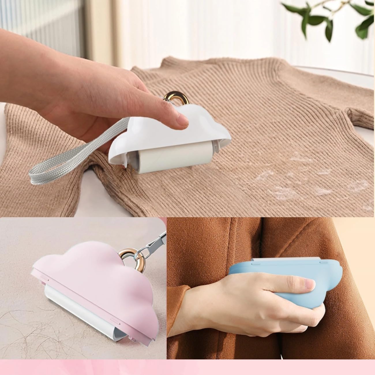 Portable Lint Roller 150 Sheets Travel Size, Mini Lint Roller for Clothes and Reusable Pet Hair Remover, Cute Small Sticky Dust Remover Refillable