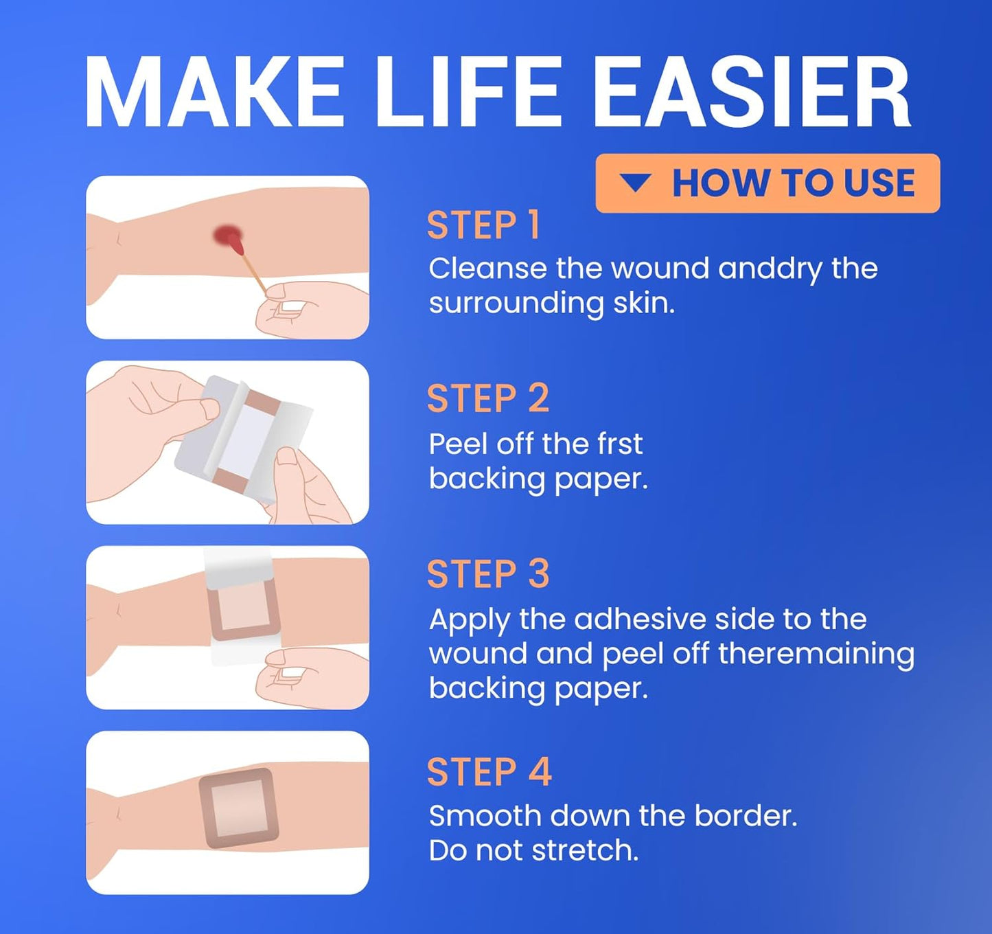 Large Waterproof Bandages 3"x3" Silicone Foam Dressing for Sensitive Skin Wound Care, Adhesive Cohesive Pad with Border for First Aid, 10 PCS, Post Surgical and Trauma Care, Sore, Burn, Pressure