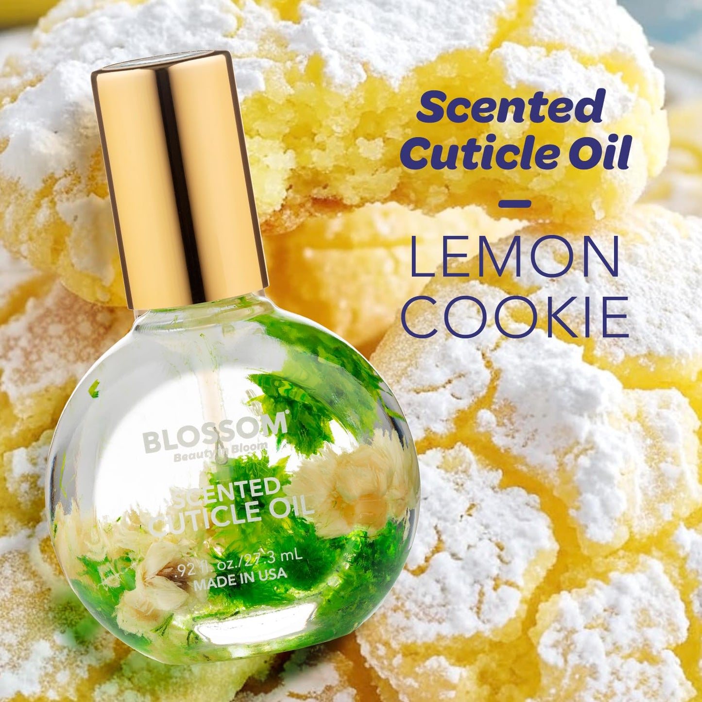 Blossom Cuticle Oil for Nails, Hydrating, Moisturizing, Scented Nail Oil Cuticle Care, Infused with Real Flowers, Made in USA, 0.92 fl. oz, Lemon Cookie