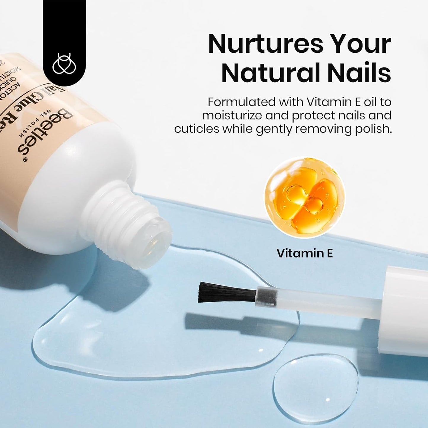 Beetles 2 Pcs Nail Glue Remover 20 ml for Press on Nails, False Nails Glue Remover for Fake Nail Tips Acrylics Nails Adhesive Remover Includes Cuticle Pusher, Not for Uv Gel Glue or Gel Polish