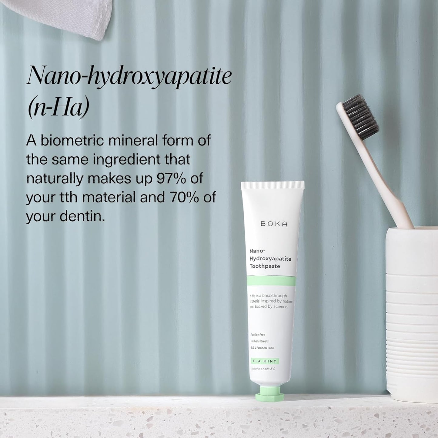Boka Fluoride Free Toothpaste, Nano Hydroxyapatite Toothpaste, Appropriate for Sensitive Teeth - for Adult, Kids Oral Care - Ela Mint Flavor, 1.3 Fl Oz 2Pk US Manufactured