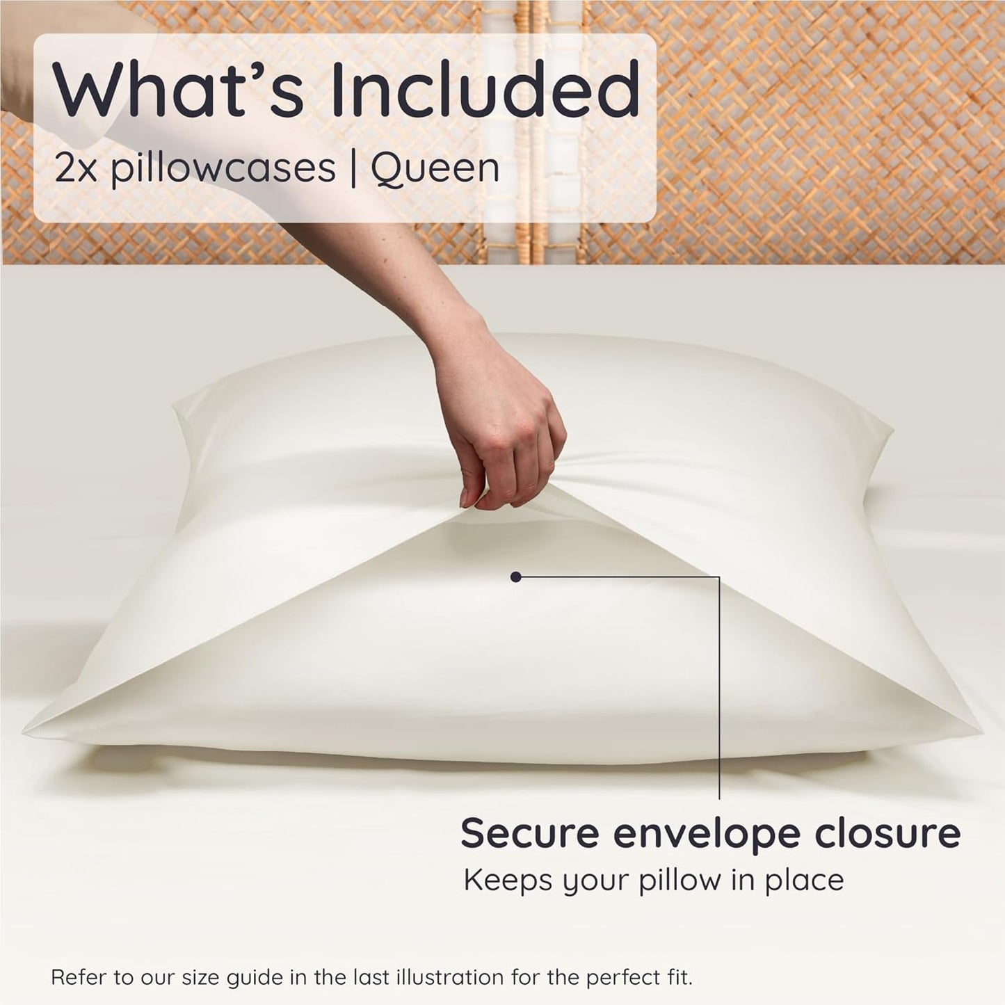 Bambaw 100% Viscose Derived from Bamboo Pillowcase Queen Size – Set of 2 Queen Cooling Pillow Cases for Hot Sleepers with Envelope Closure, Breathable & Super Soft Pillow Cases (Ivory)