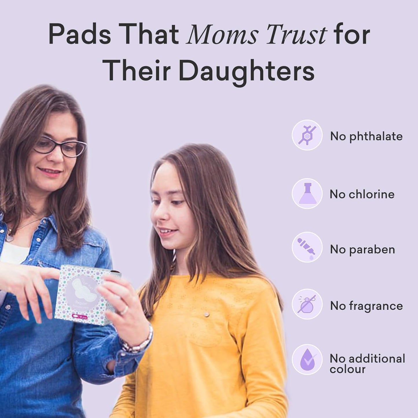 Teens Period Pads with Wings for Tweens, Organic Cotton Sanitary Pads for Teen Girls 9-14, Teen Regular, 108 CT