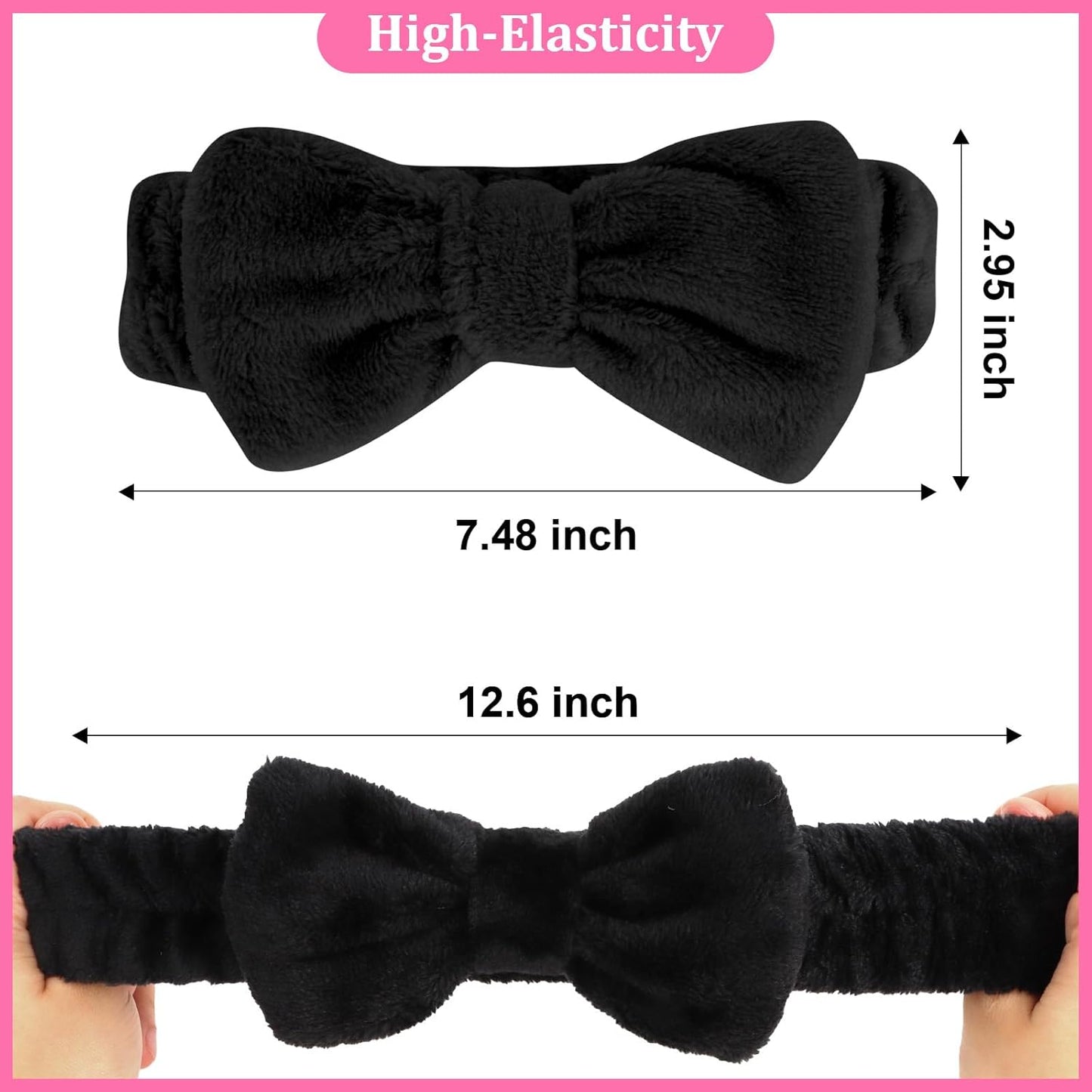 Ondder 8 Pack Makeup Headband Black and Pink Spa Headband Skincare Headbands for Washing Face