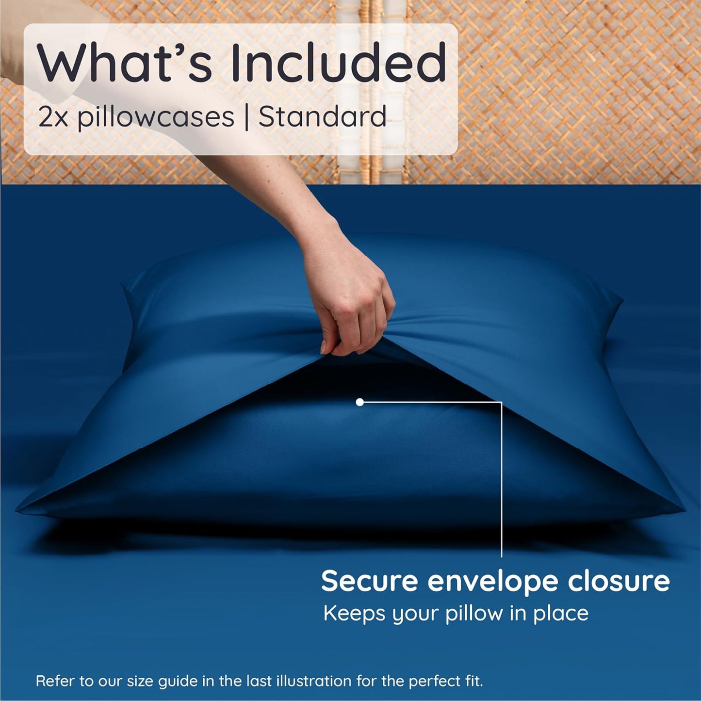 Bambaw 100% Viscose Derived from Bamboo Pillowcase Standard Size – Set of 2 Cooling Pillow Cases with Envelope Closure, Navy Blue Pillow Case, Breathable & Soft Pillow Cases Standard Size (Navy Blue)