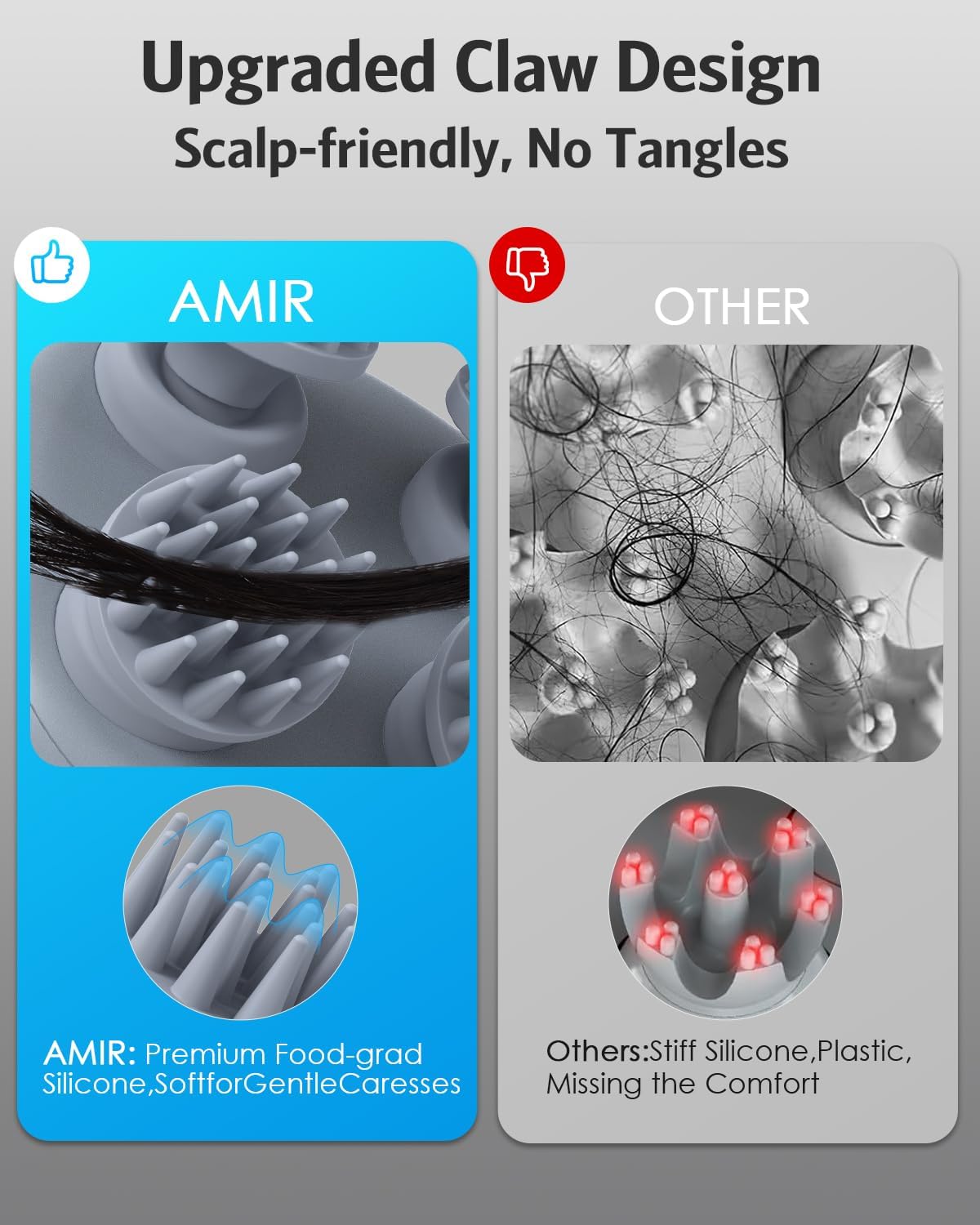 AMIR Electric Scalp Massager, Portable Head Massager with Kneading 96 Massage Nodes, Handheld Head Scratcher Massager for Stress Relax and Pain Relief, Ideal Gifts for Women, Men, Green