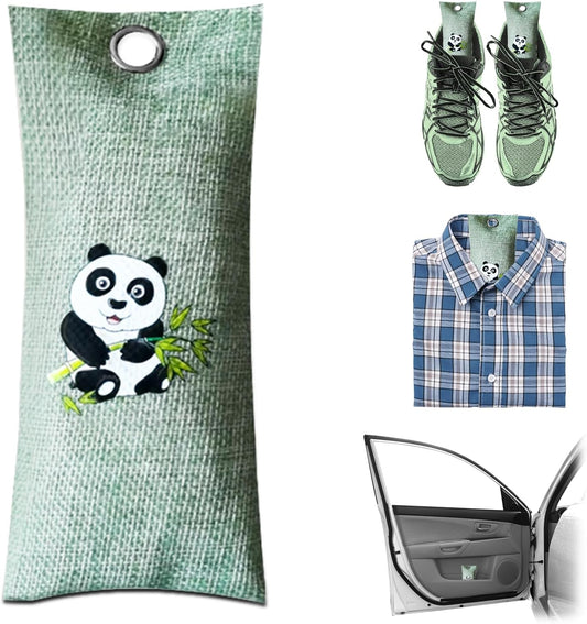 4 Pack charcoal odor absorber,Bamboo Charcoals Air Purifying Bag Charcoals Deodorizer Eliminator for Strong Odors in Car, Closet, Shoe, Basement (75G*4 Pack Panda, Unscented)