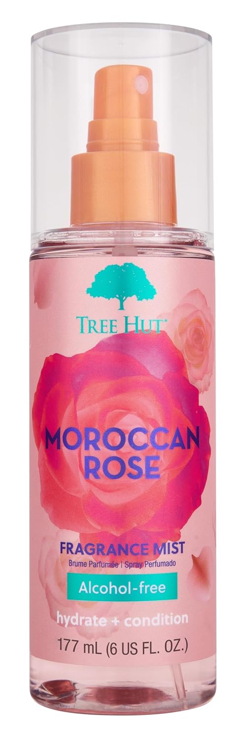 Tree Hut Moroccan Rose Fragrance Mist, Refreshing Body Spray & Body Mist with Essential Oils, Light Sheer Floral Scent for Women, Perfect for Everyday Wear & Scent Layering, 6 fl oz