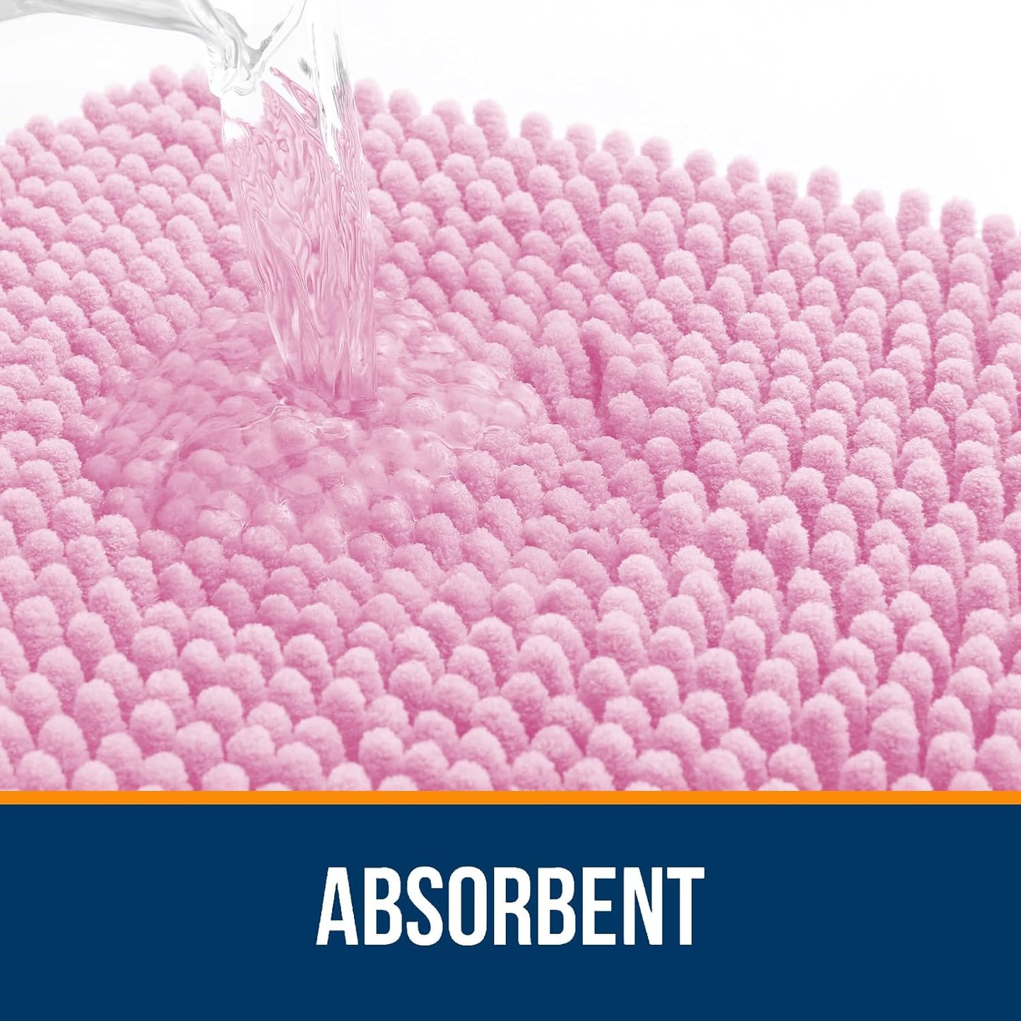 OLANLY Toilet Rugs U-Shaped 24x20, Extra Soft Absorbent Chenille Contour Bathroom Rugs for Toilet, Dry Quickly, Machine Washable, Non-Slip Bath Mat, Pink