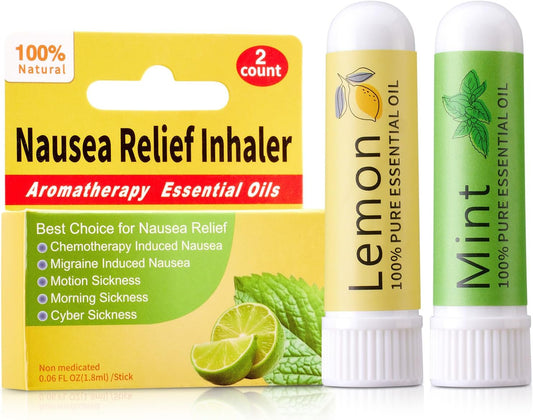 Hion Nausea Relief Inhaler-Lemon and Mint, 100% Natural Essential Oils Inhalers