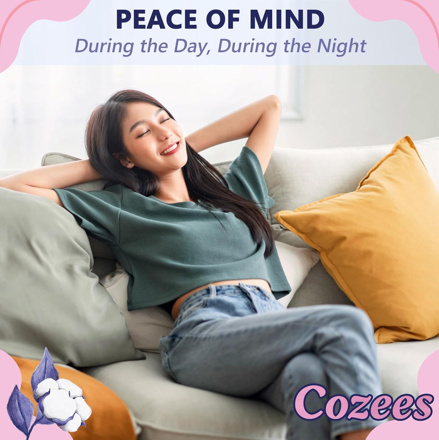 Cozees Disposable Period Underwear for Women, Menstrual and Postpartum High Absorbency, Cotton Covered Comfort, Made in USA (9 Count, Large/X-Large)