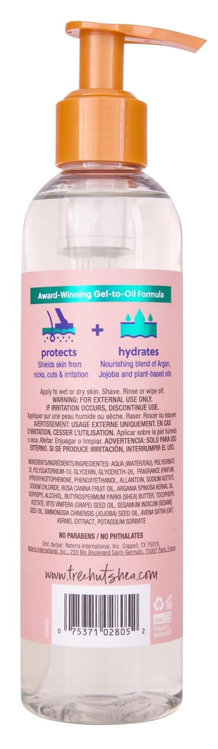 Tree Hut Moroccan Rose Moisturizing Shave Oil, Gel-to-Oil Formula, Ultra Hydrating Barrier for a Close, Smooth Shave, For All Skin Types, 7.7 fl oz