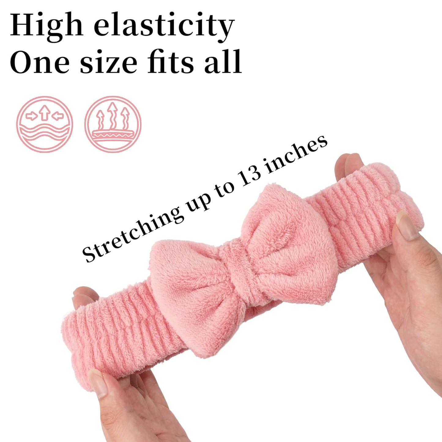 Ayesha Spa Headband and Wristband Set for Skincare Washing Face,Makeup Headband Wrist Cuffs for Preppy Skincare Women Girl (Pink set)