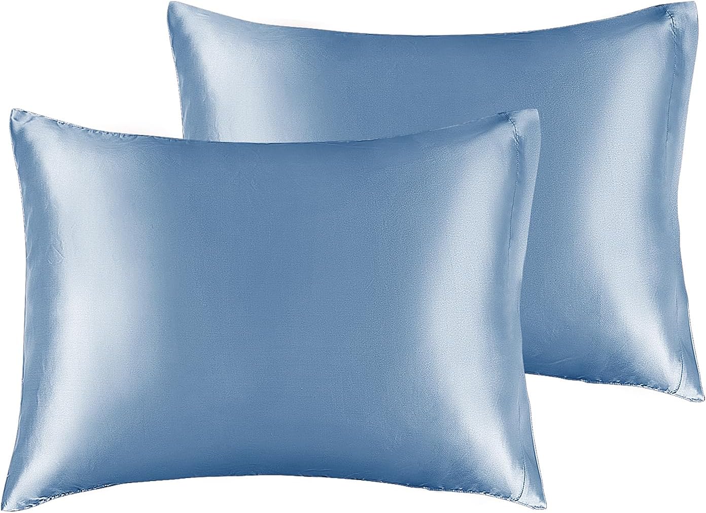 BEDELITE Satin Pillowcase for Hair and Skin, Super Soft and Cooling Similar to Silk Pillow Cases 2 Pack with Envelope Closure, Gift for Women Men(13"x18" Toddler Size, Airy Blue)