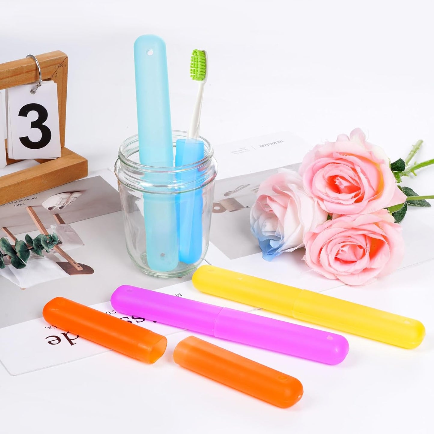 Plastic Toothbrush Case Mix Colors Portable Dust-proof Toothbrush Cases Toothbrushes Holder for Daily and Travel Use (24)