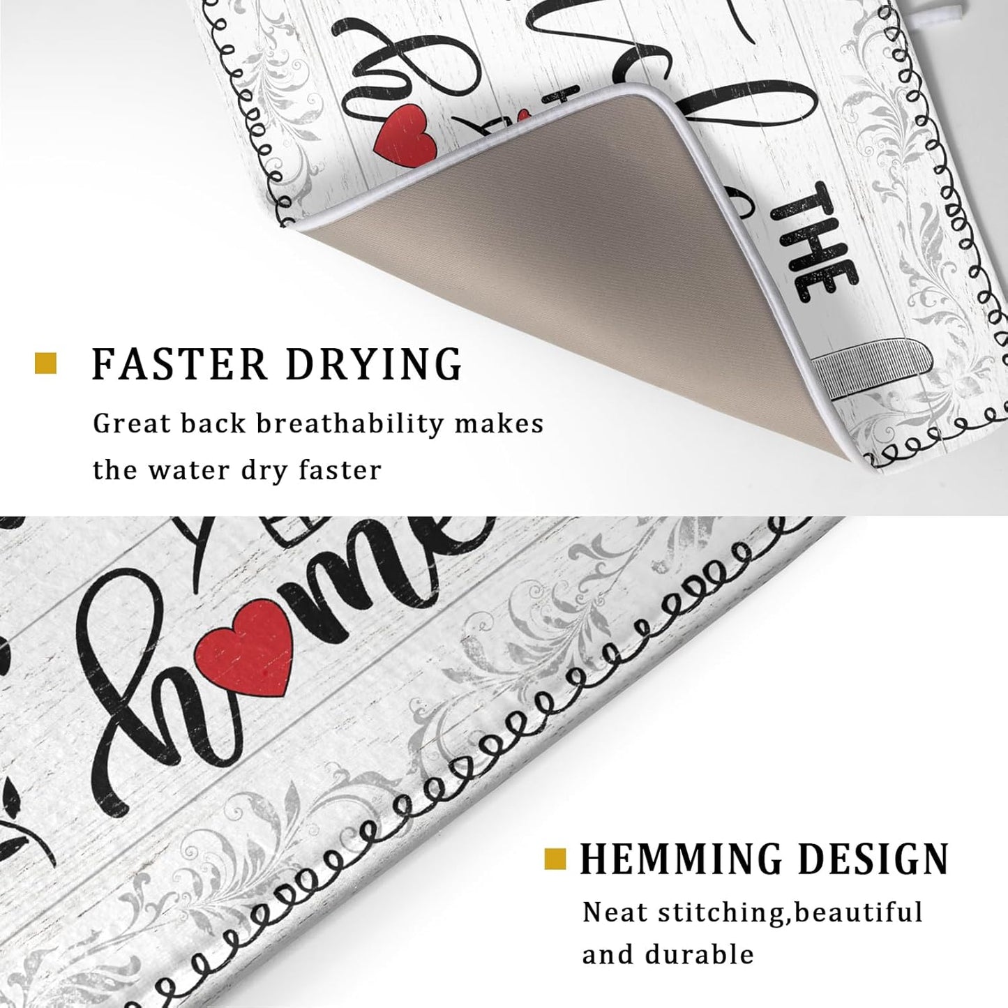 White Kitchen Dish Drying Mat 18x24 Inch Knife Fork Dish Drainer Rack Mats Microfiber Absorbent Protector for Kitchen Countertop Decor