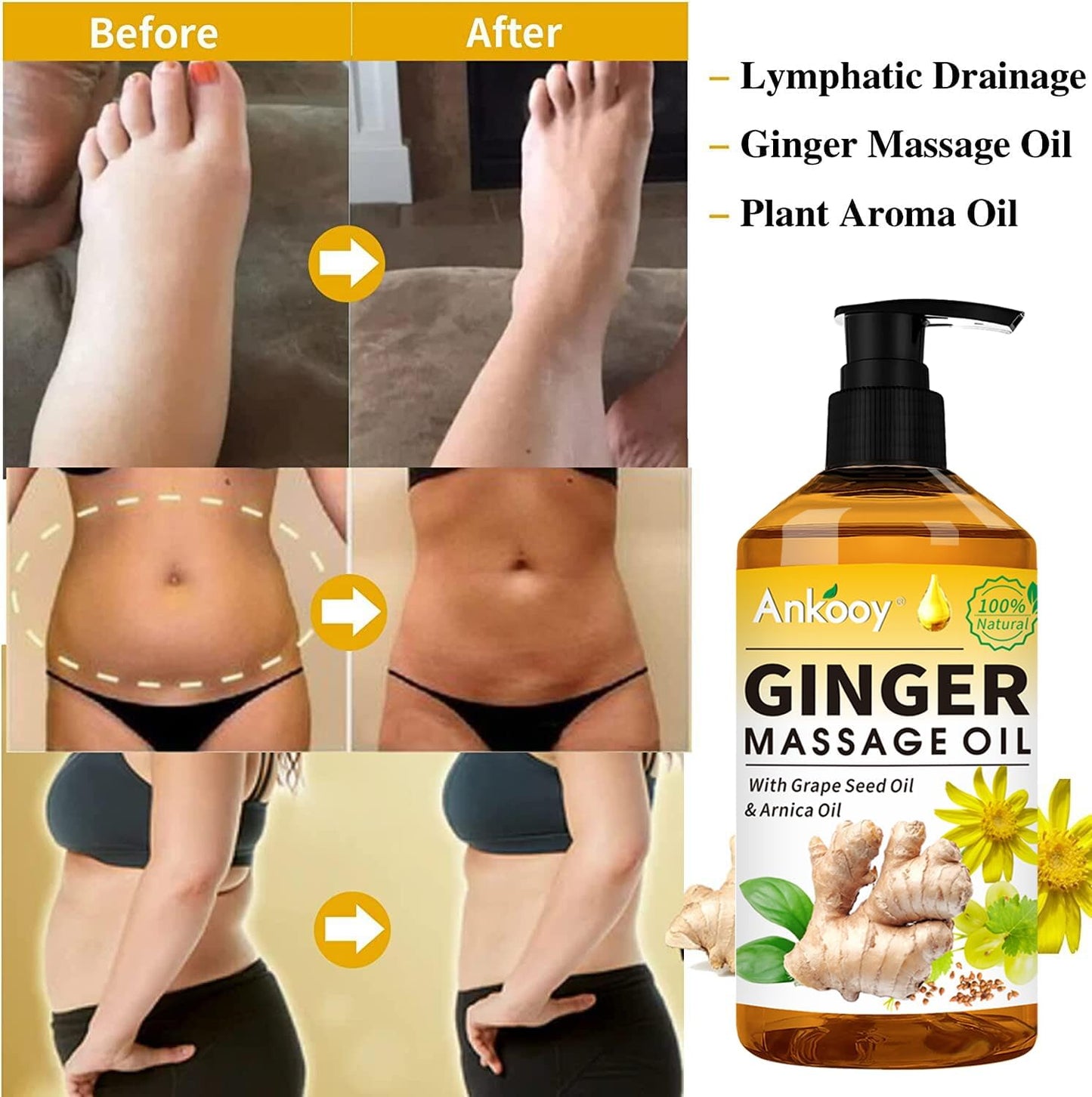 Stocking Stuffers for Men Women-3 Pack Massage Oil for Massage Therapy,Sore Muscle Arnica Oil & Relaxing Lavender Oil & Ginger Oil Lymphatic Drainage & Massage Ball,Massage Kit Mens Christmas Gifts