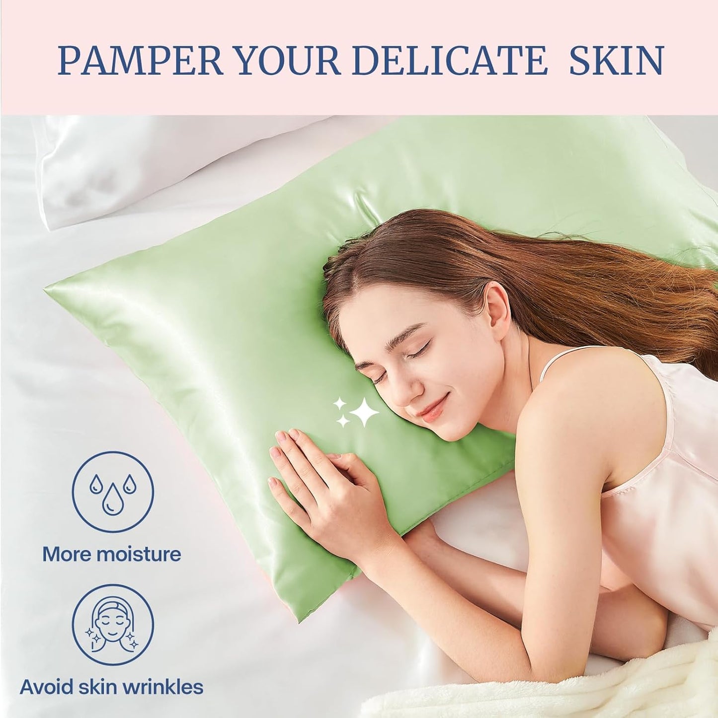 BEDELITE Satin Pillowcase for Hair and Skin, Super Soft and Cooling Similar to Silk Pillow Cases 2 Pack with Envelope Closure, Gift for Women Men(20"x40" King Size, Gleam)