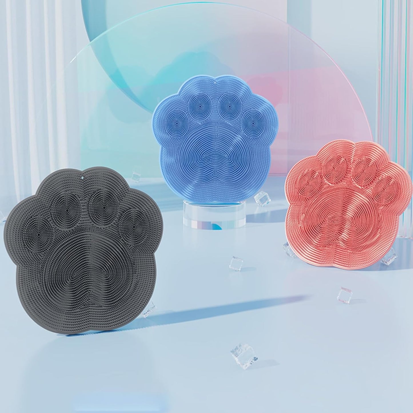 Foot Scrubber in Shower,Shower Foot Scrubber Mat,Silicone Body Scrubber with Suction Cups,Bath Feet Scrub Mat with Storage Hook(Gray)