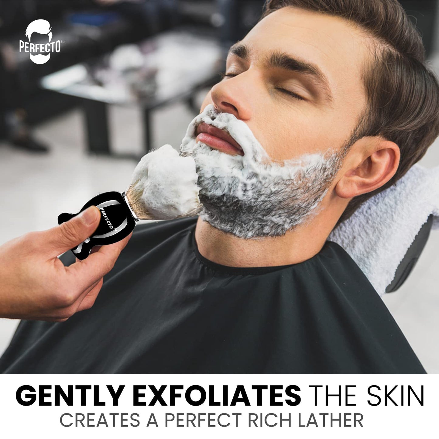 Perfecto 100% Pure Badger Shaving Brush-Black Handle- Engineered for The Best Shave of Your Life. for, Safety Razor, Double Edge Razor, Straight Razor or Shaving Razor, Its The Best Badger Brush.