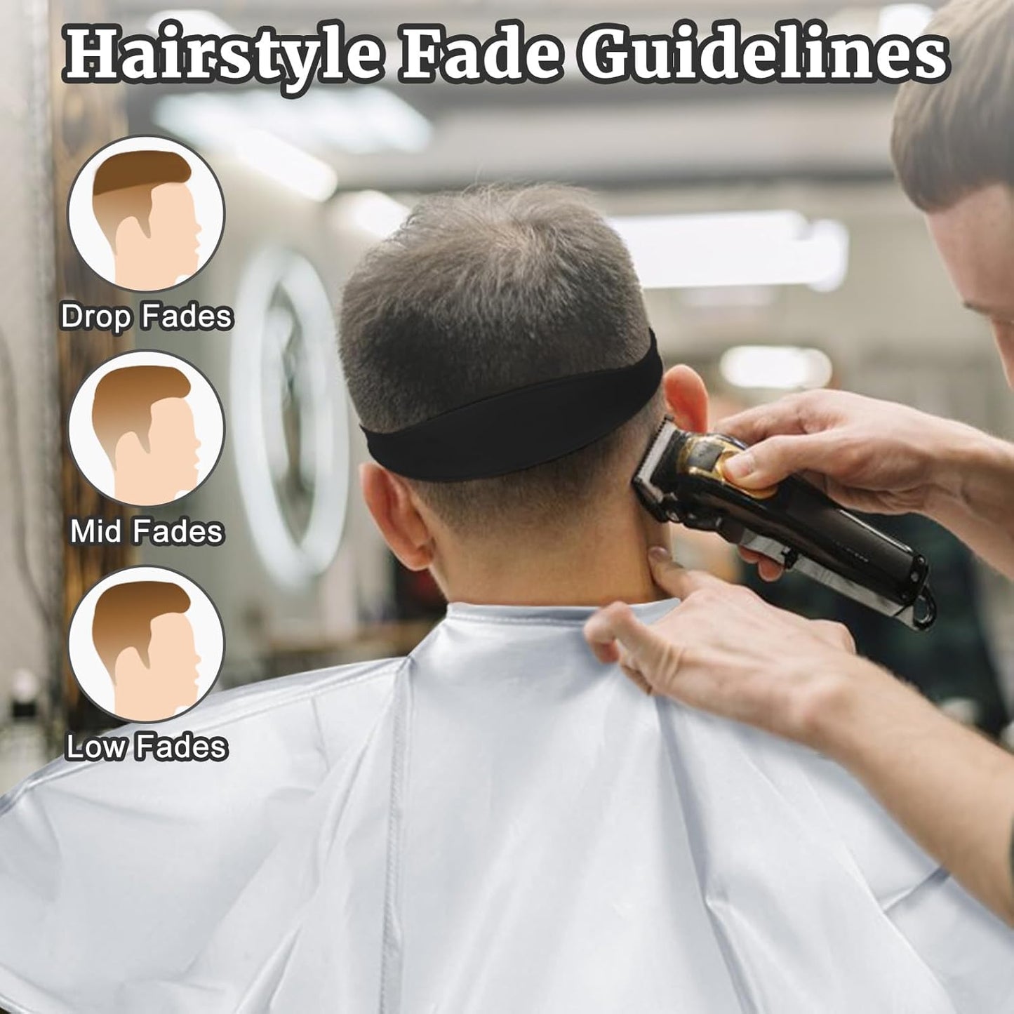 Fade Haircut Guide for Men, Self Haircut Kit for Men, Include Hair Cutting Guide & Cape Umbrella & Comb, Neckline Shaving Templat, DIY Hair Cutting Accessories Tools for Home (Black)