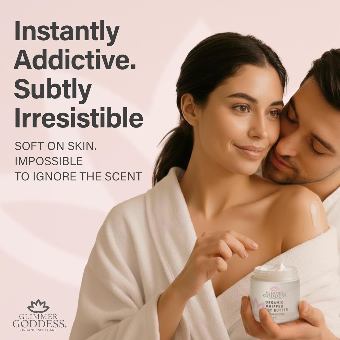 Glimmer Goddess Organic Whipped Body Butter for Women - Moisturizer Cream with Shea & Cocoa Butter, Almonds & Coconut Oil - Honeysuckle, 8oz