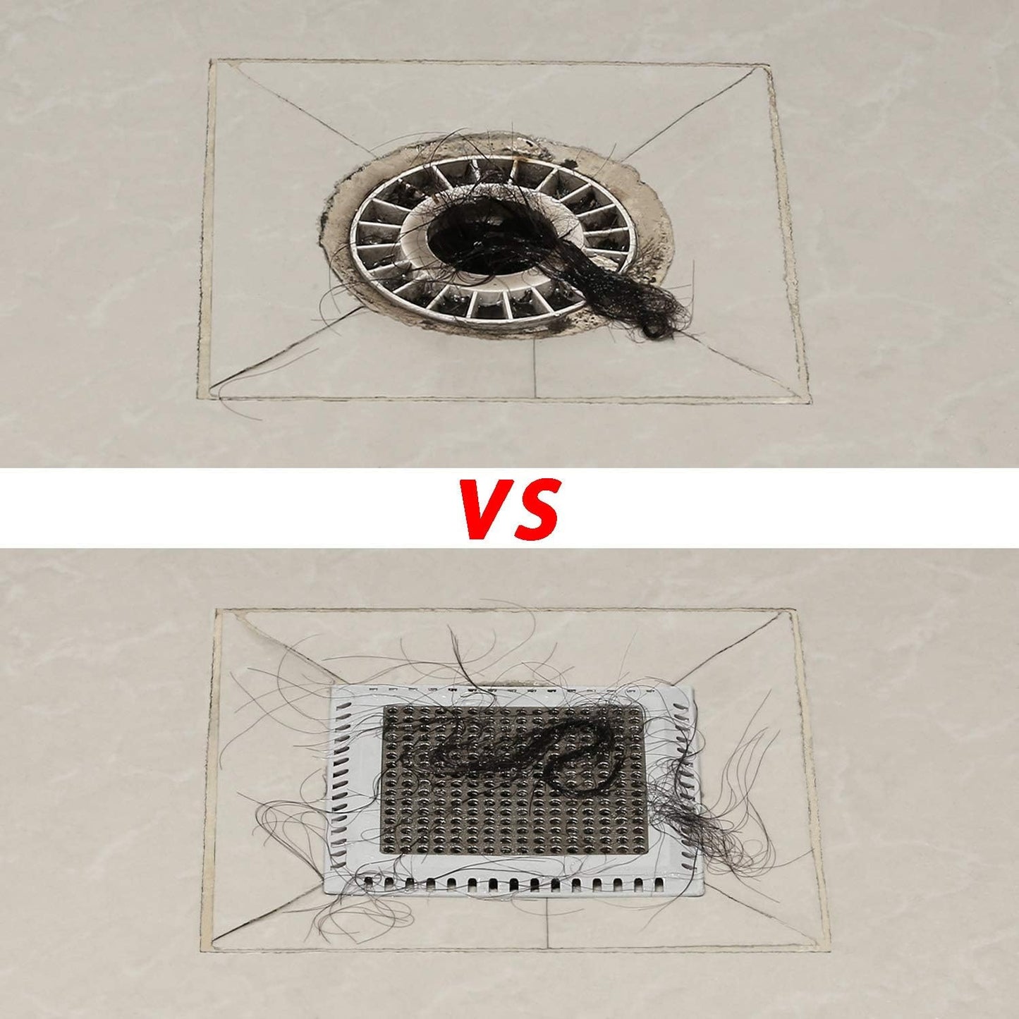 Shower Drain Hair Catcher/Drain Strainer/Shower Drain Cover for Bathroom Floor Drain, Stainless Steel and Silicone (Patented Product)
