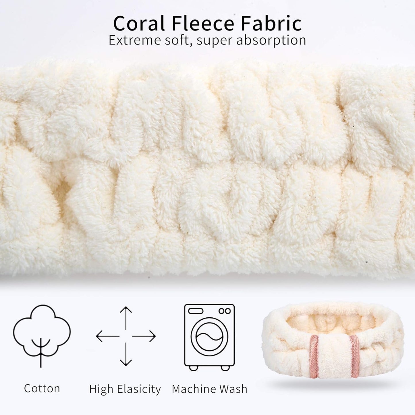 3 Pack Spa Headbands Microfiber SkinCare Face Wash Headband Facial Headband Makeup Towel Headbands for Women for Washing Face(White, Gray, Khaki)