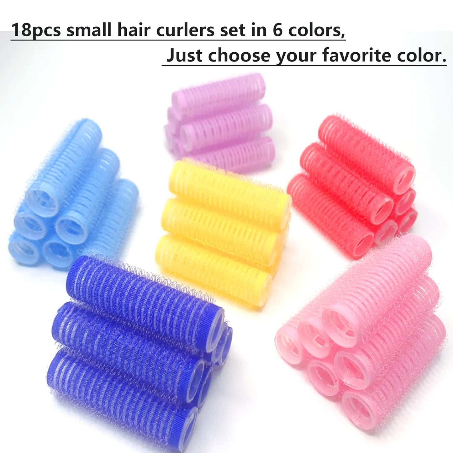 18PCS Self Grip Small Hair Curlers Heatless Roller Hair Curlers Pro Salon Hairdressing Curler DIY Curly Hairstyle Hair Rollers Tools Rat Tail Comb for Women Medium Short Hair(Yellow)