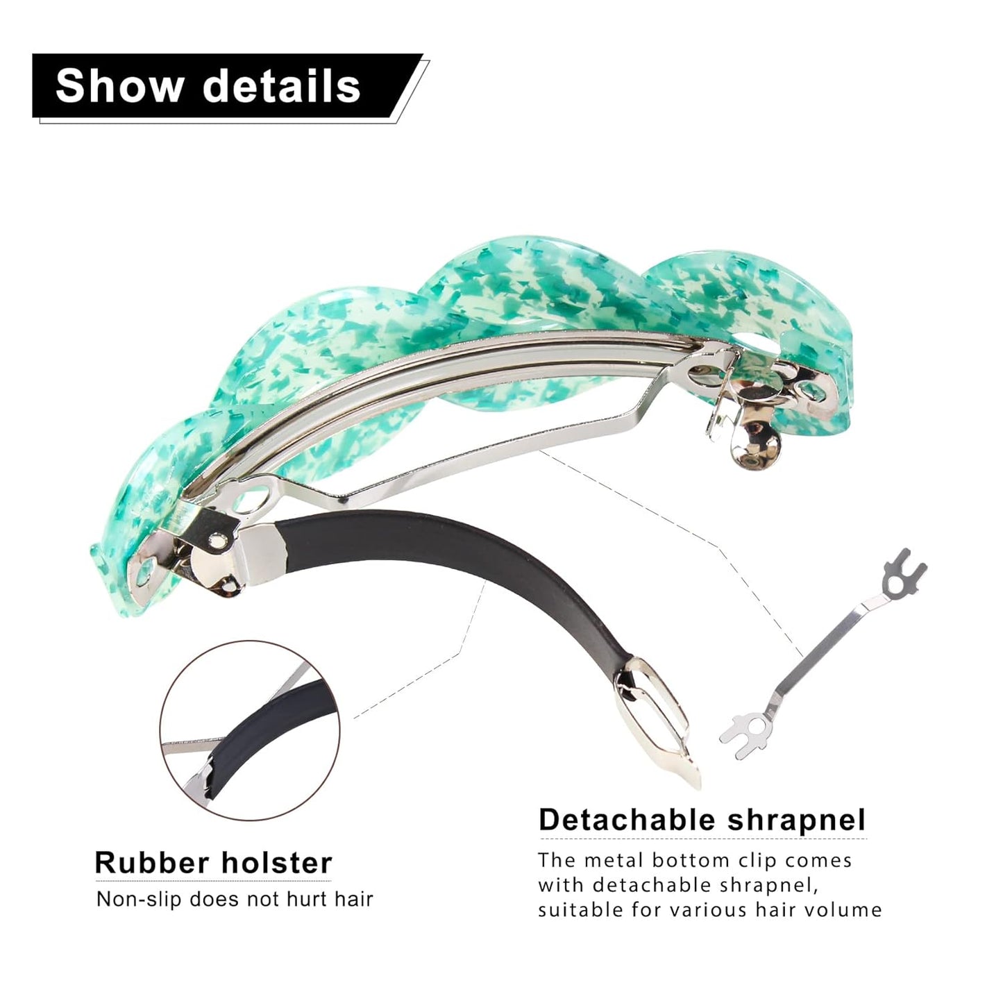 Hair Barrettes For Women - 3Pcs Large Barrettes for Thick Hair French Design with Beautiful Lines Elegant and Stylish - Perfect Hair Accessories for Thick Hair (multiple colors9)