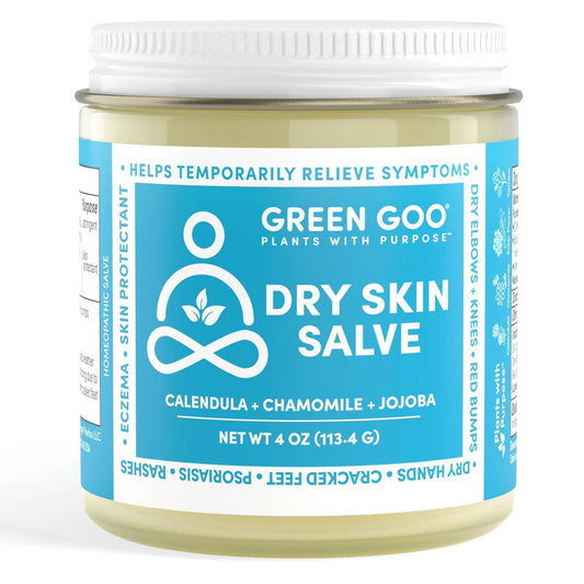 Green Goo Dry Skin Salve, All-Natural Moisturizer for Hydrating The Body & Face, Helps Alleviate Symptoms of Chronic Skin Conditions, 4 Oz