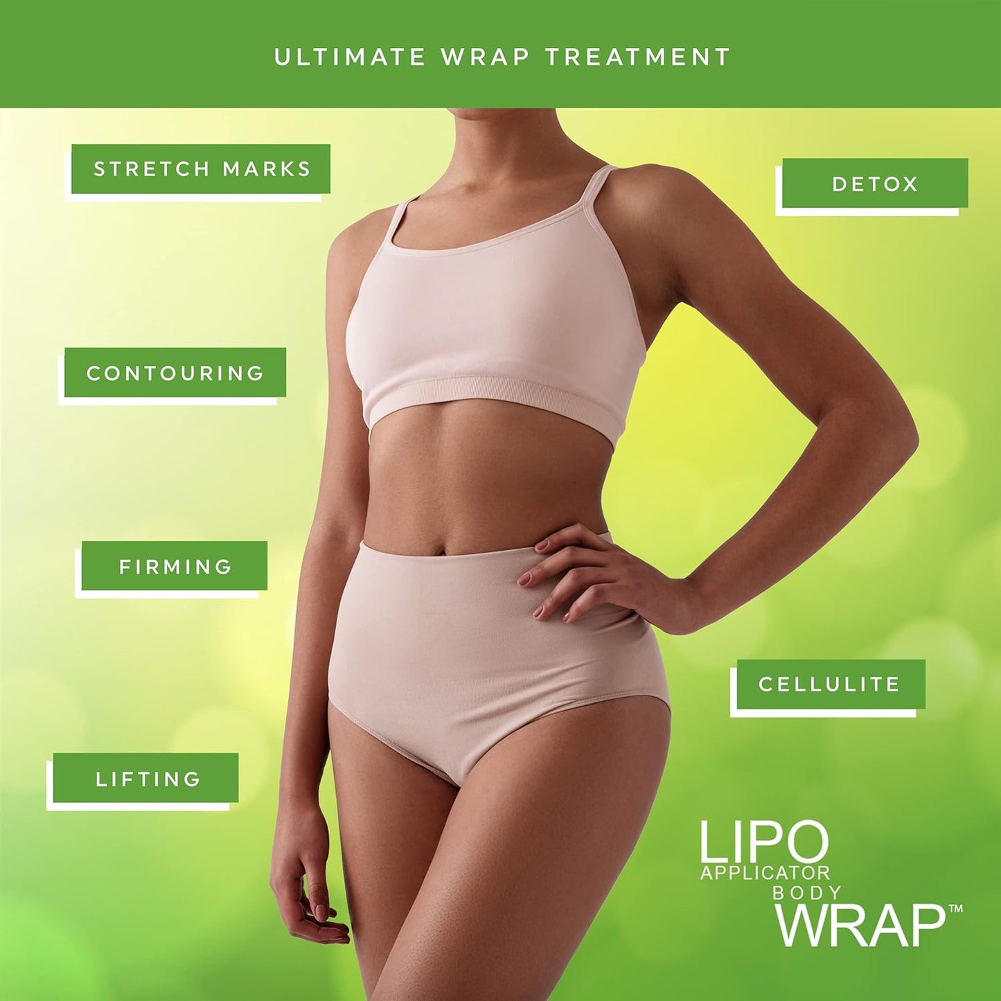 Tummy Body Wrap with Guarana, Green Tea, Seaweed Wraps Works for Stomach, Belly, Legs, Arms Abdomen (13 Piece Set)