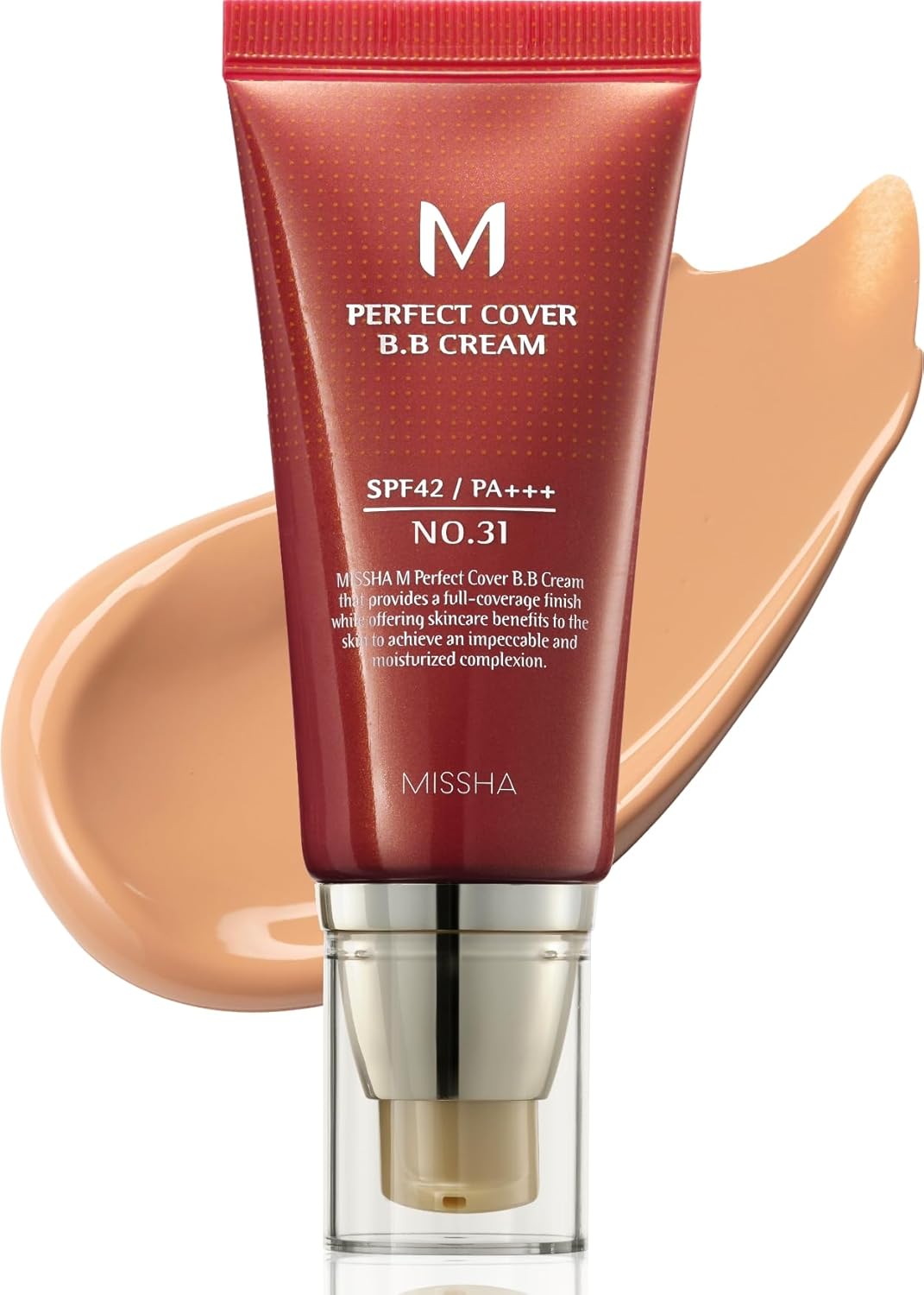 MISSHA M Perfect Cover BB Cream No 31.Golden Beige - Medium/Tan with Neutral Undertone SPF 42 PA +++ 1.69 Fl Oz - Tinted Moisturizer with SPF