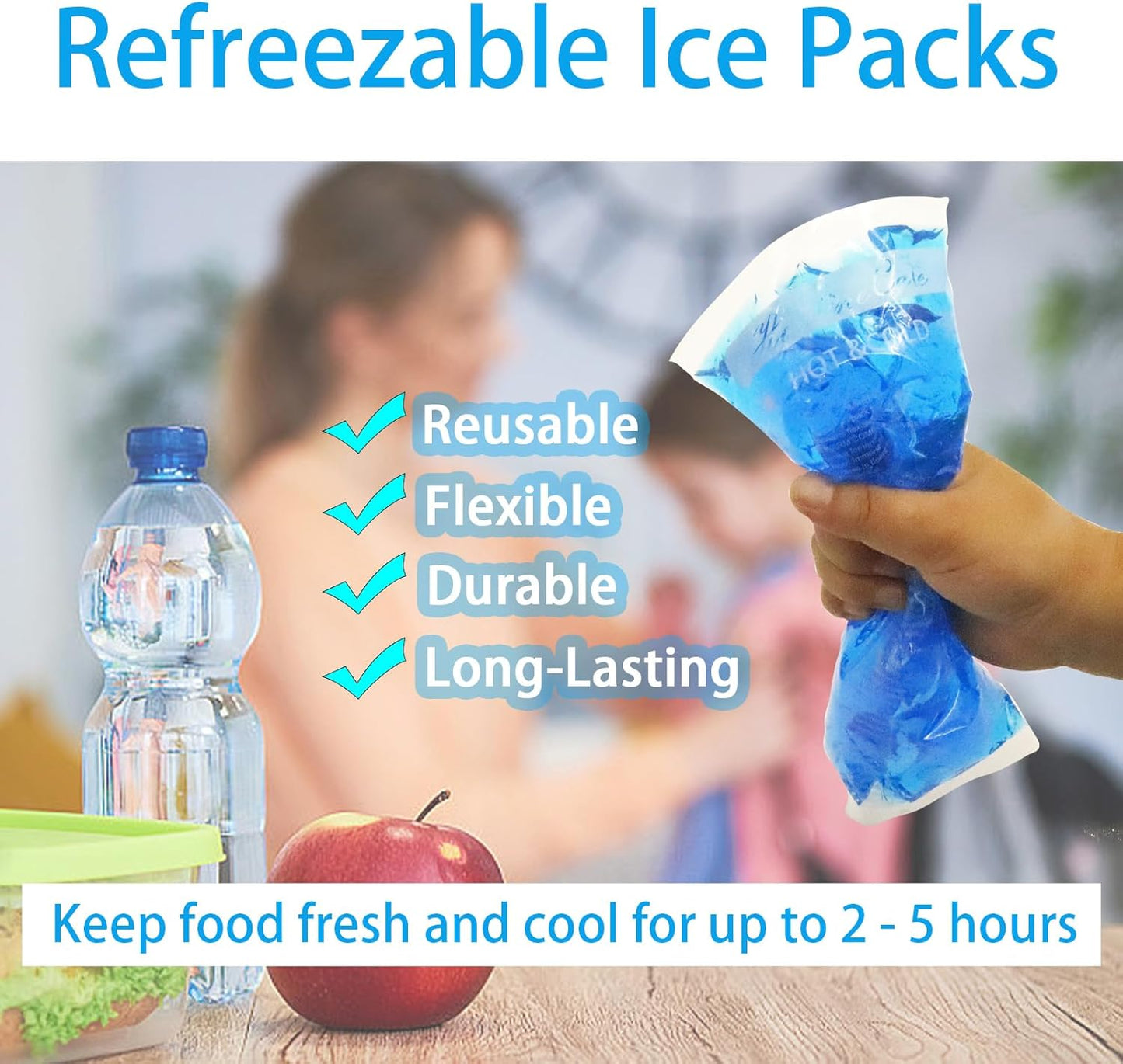 Gel Ice Packs, Cold Packs for Injury Recovery, Cold Compress for Pain Relief, Hot Cold Pack Relieves Inflammation, Arthritis for Headache, Ankle, Neck (Blue (2 Pack), 10×5 inch (28×13cm))