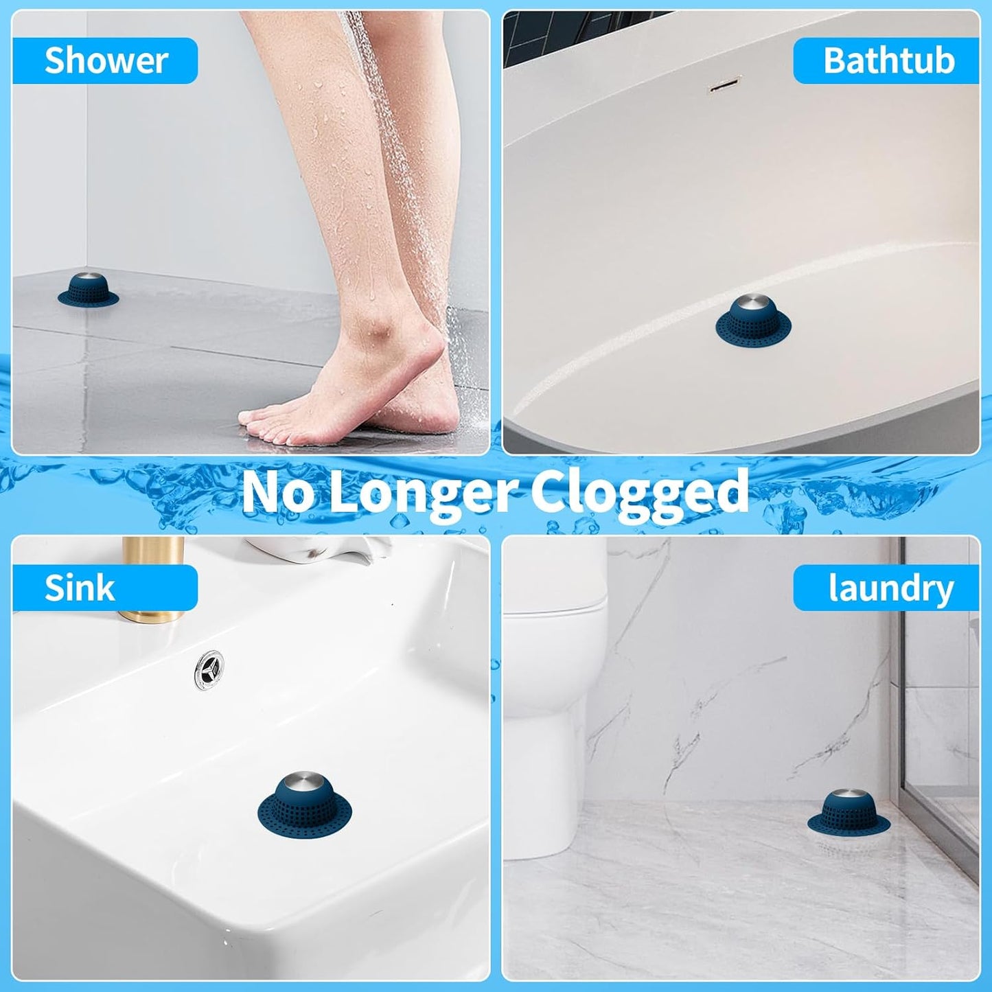 Shower Drain Hair Catcher, Bathtub Drain Cover Foldable Silicone Shower & Tub Protector for Pop-Up & Regular Drains
