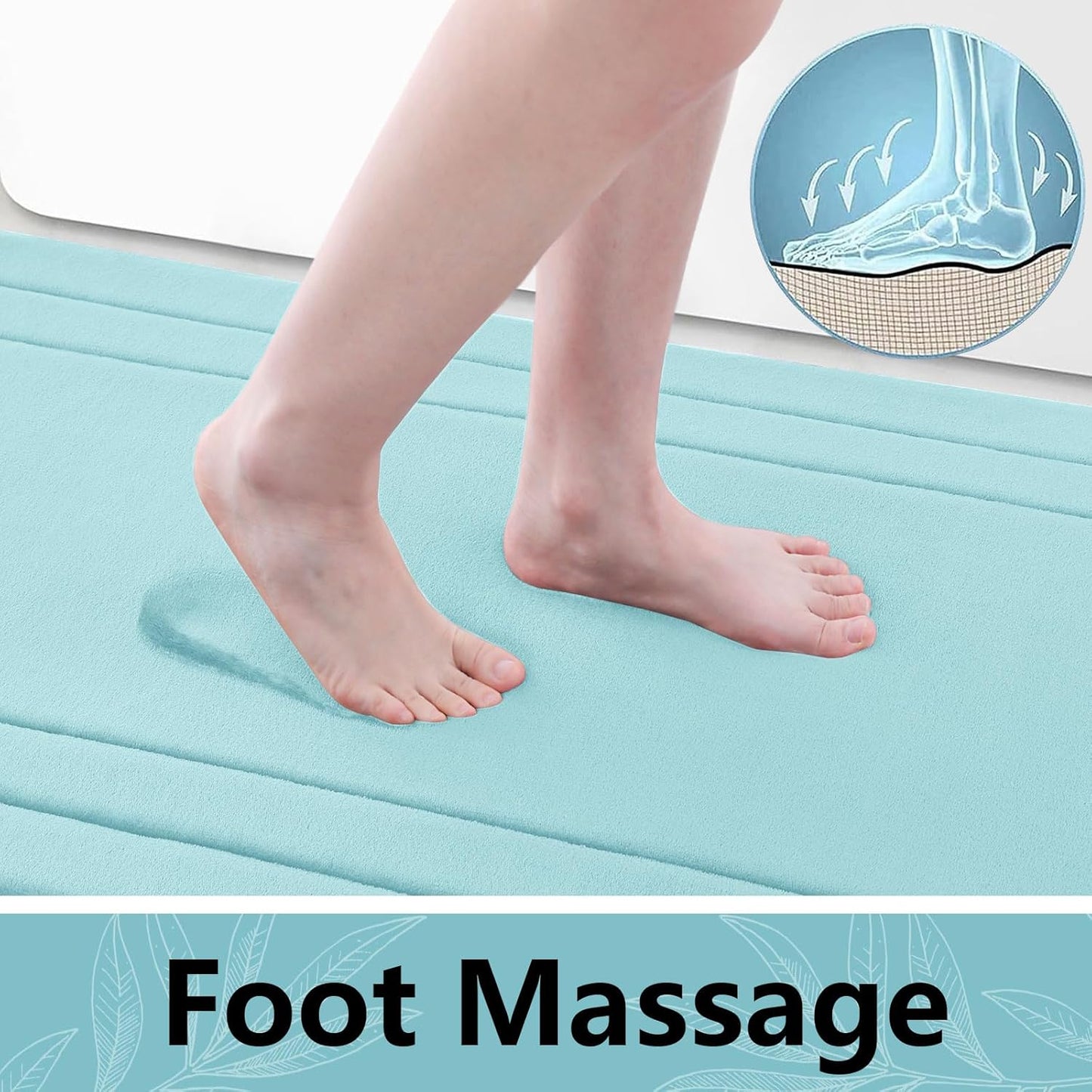 Arotive Memory Foam Bathroom Rug Mat 36x24, Ultra Soft and Absorbent Bath Mat, Machine Wash Dry, Comfortable Bath Rug Carpet for Bathroom Floor, Tub and Shower, Sky Blue