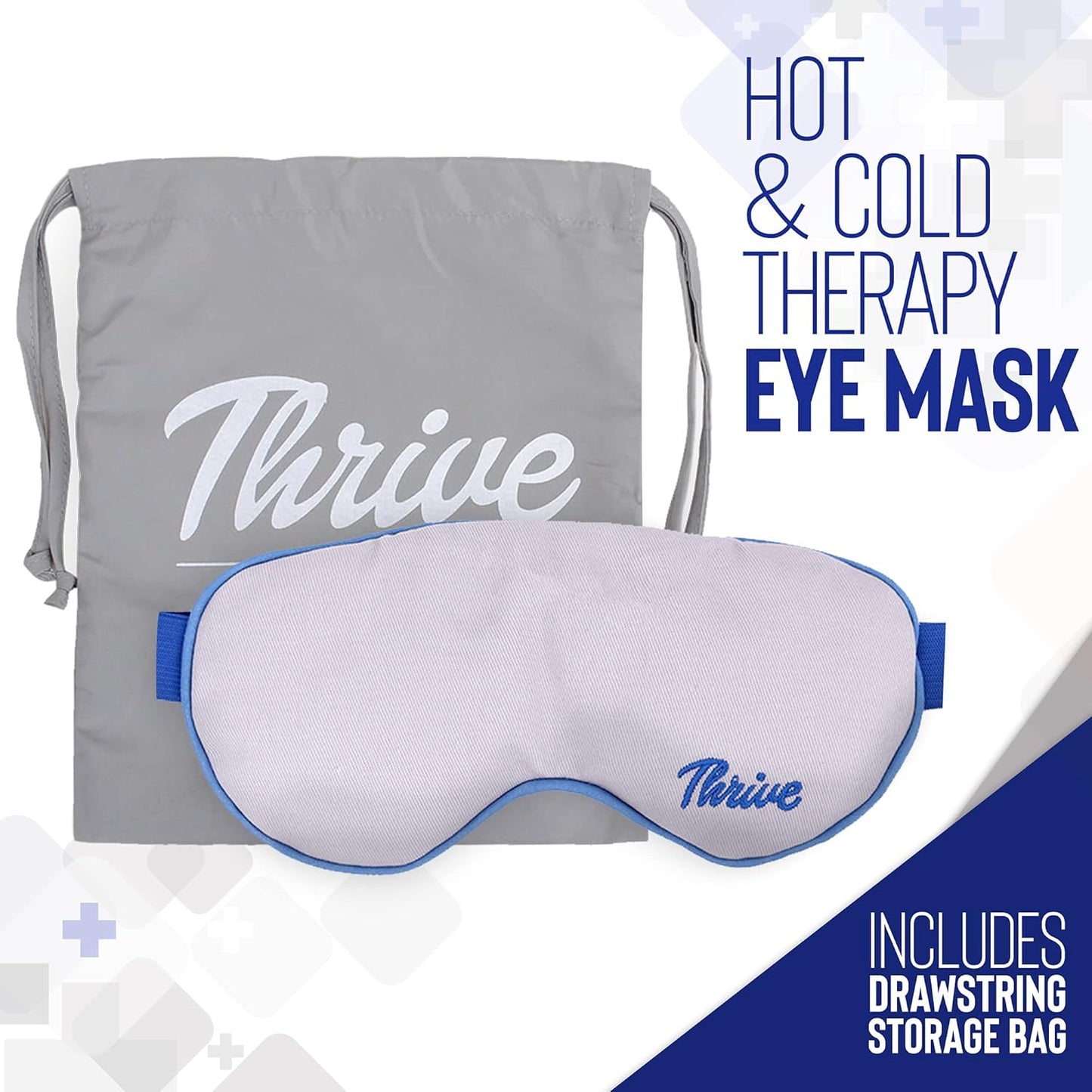 Thrive Cooling Eye Mask with Clay Beads - Gray, 1 Count - Microwavable & Freezable Weighted Compress, Washable Cover - Warm & Cold Compress for Dry Eyes & Puffiness Relief