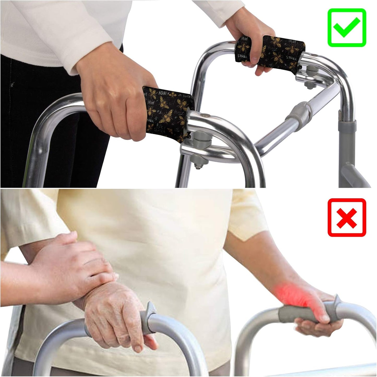 Spring Seaon Universal Walker Handle Padded -Hand Grip (2 Pack) Covers Non-Slip Cushion Padding for Folding Rolling Walker,Rollator Handle-Crutch Handle Pad Grips- Mobility Aid