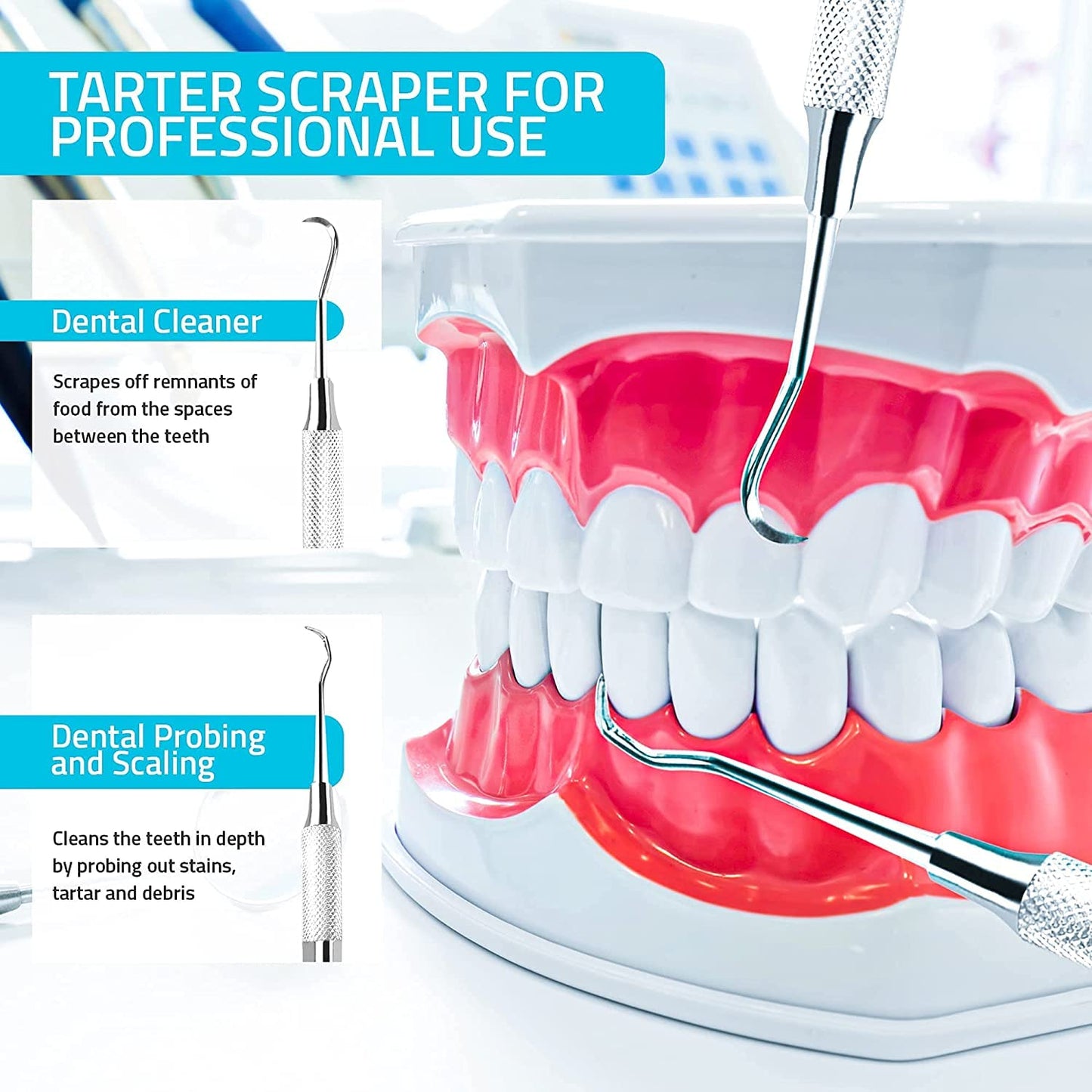 Utopia Care Professional Dental Tartar Scraper Tool, Dental Pick, 6.5 Inch Double Ended Tartar Remover for Teeth, Plaque Remover, Tooth Scraper, Silver, Pack of 2