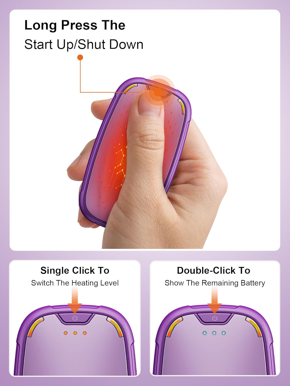 Hand Warmers Rechargeable 2 Pack, Rechargeable Hand Warmer, Pocket Portable Electric Hand Warmer, Reusable Handwarmers, A Winter Christmas Hand-Warming Gift for Work, Camping, Golf, and Hunting