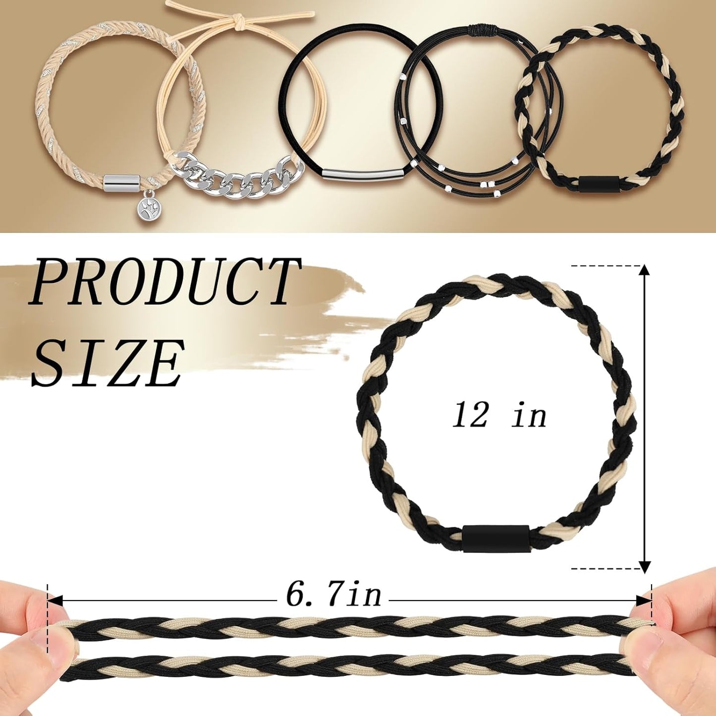 Hair Tie Bracelet, 5 Pcs Boho Hair Ties For Girls and Women, Elastic Hair Ties, Hair Bands For Ponytails, Ponytail Holder For Daily Life, Sport, Cooking, Working (Set 11)